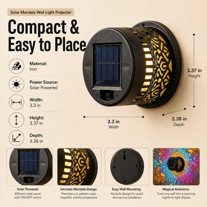 🌙65K+ Sold! ✨ Solar Mandala Wall Light 🥇 – Waterproof Outdoor Garden Fence Projector Lamp with Magical Ambient Glow🪐🌌-8CR5