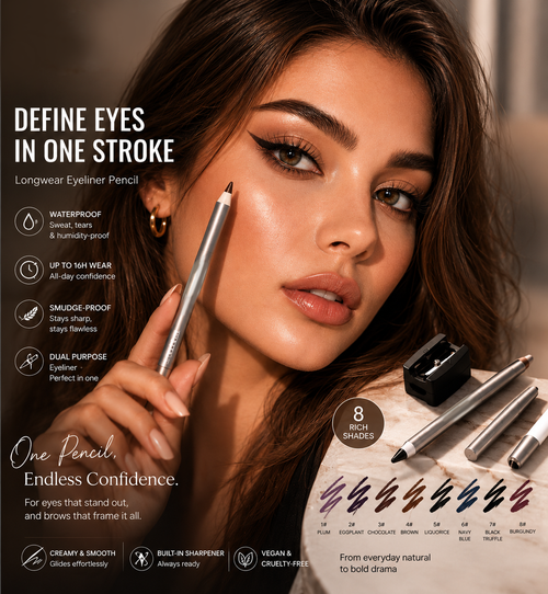 ✨⌚️24HR Waterproof Eyeliner Pencil💄– Smudge-Proof, Long-Lasting & Ultra-Smooth Precision Liner-8CR5