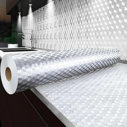 Self-Adhesive Removable Aluminum Foil Sticker, Oil Proof Heat Resistant, Easy Clean-8CR5