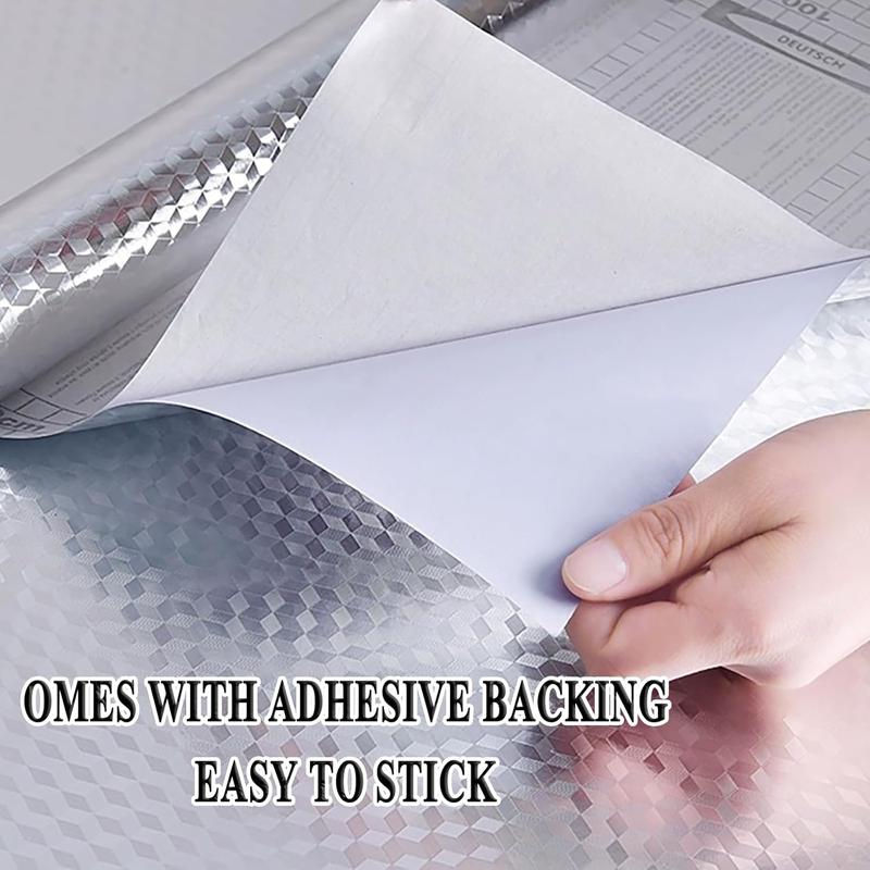 Self-Adhesive Removable Aluminum Foil Sticker, Oil Proof Heat Resistant, Easy Clean-8CR5