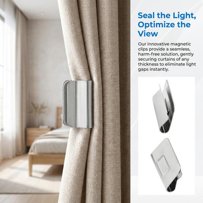 🔥 HOT SALE 50% OFF 🧲 Magnetic Curtain Clips – Strong Double-Sided Light Blocking Clips (10 Pairs)-8YF7