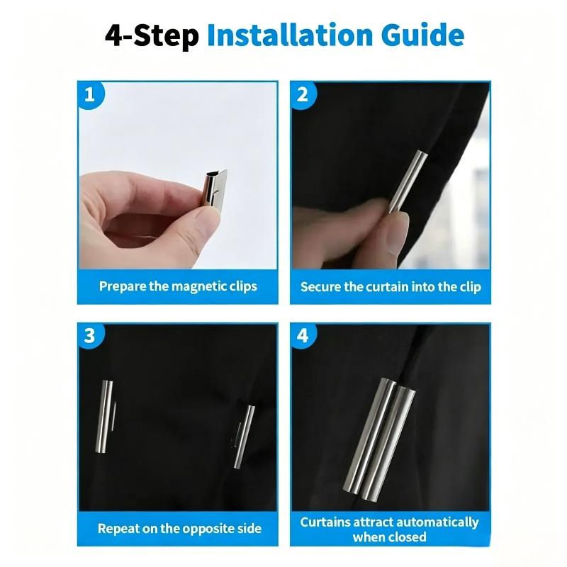 🔥 HOT SALE 50% OFF 🧲 Magnetic Curtain Clips – Strong Double-Sided Light Blocking Clips (10 Pairs)-8YF7