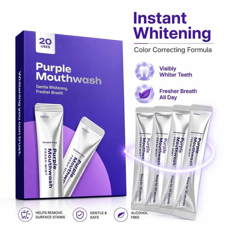 🦷Purple Mouthwash / Color Correcting Mouthwash StickWhiter Teeth in 30 Seconds. No Pain. Just Science-8CR5