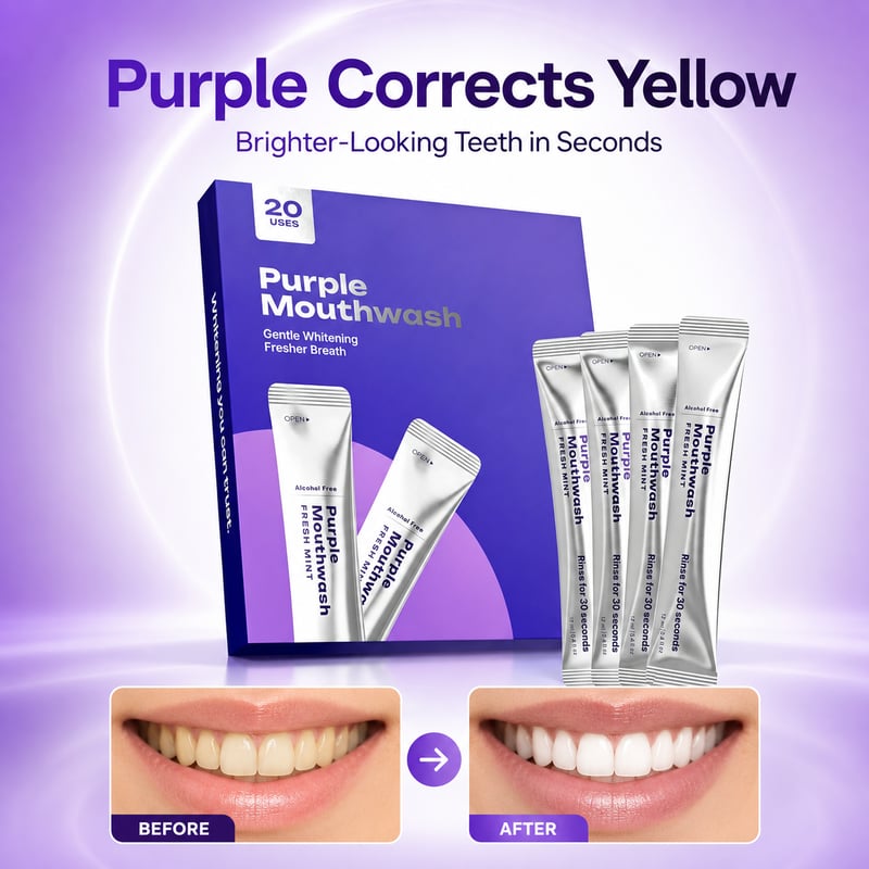 🦷Purple Mouthwash / Color Correcting Mouthwash StickWhiter Teeth in 30 Seconds. No Pain. Just Science-8CR5