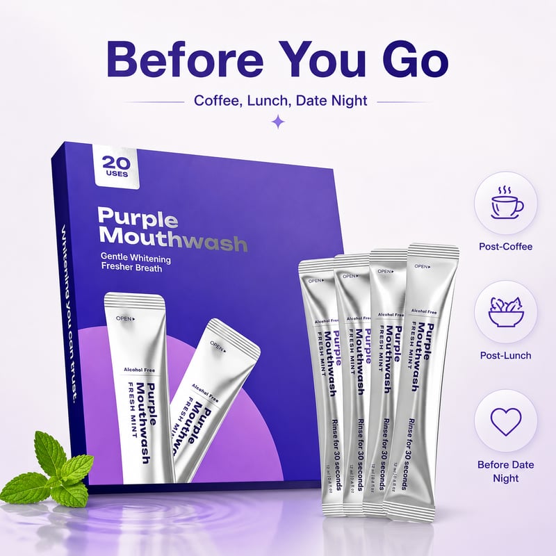 🦷Purple Mouthwash / Color Correcting Mouthwash StickWhiter Teeth in 30 Seconds. No Pain. Just Science-8CR5