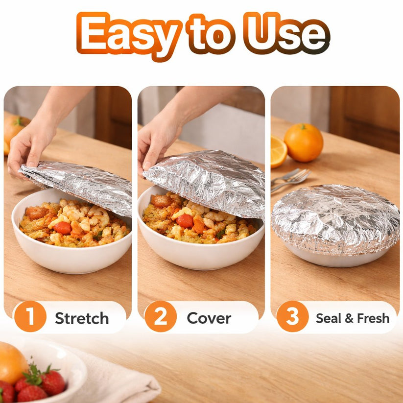 🍲🔥 Home Dining Table Heat-Retaining Food Cover ✨ – Aluminum Foil Food Protector to Keep Meals Warm & Fresh-8CR5