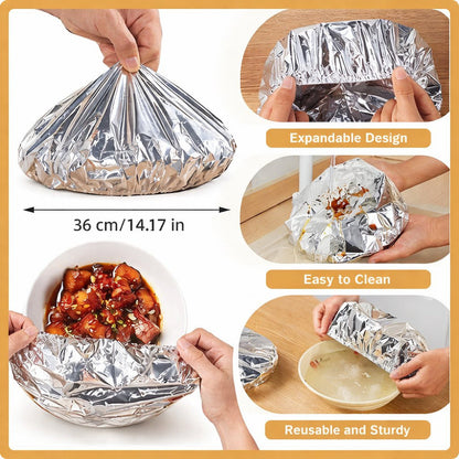 🍲🔥 Home Dining Table Heat-Retaining Food Cover ✨ – Aluminum Foil Food Protector to Keep Meals Warm & Fresh-8CR5
