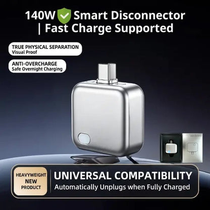 📱🔥140W Physical-Disconnect Battery Guard, auto&self eject charger,Smart Auto-Stop Charging Accessory for Mobile Smartphones & Handheld Devices-8CR5