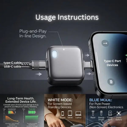 📱🔥140W Physical-Disconnect Battery Guard, auto&self eject charger,Smart Auto-Stop Charging Accessory for Mobile Smartphones & Handheld Devices-8CR5