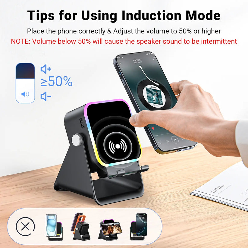 🔊✨ 5-in-1 Wireless Speaker Phone Stand with Power Bank 🥇 – Amplified Sound, Hands-Free Viewing & Portable Charging-8CR5