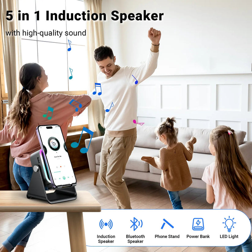 🔊✨ 5-in-1 Wireless Speaker Phone Stand with Power Bank 🥇 – Amplified Sound, Hands-Free Viewing & Portable Charging-8CR5