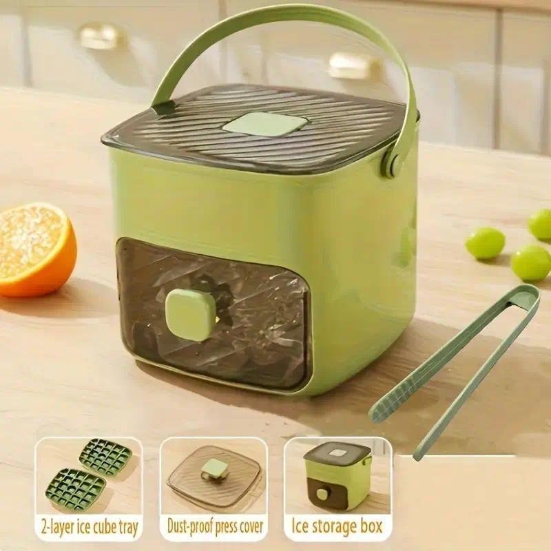 🏆 2026 Upgraded 🧊 One-Press Ice Cube Tray ✨ – Effortless Ice Release & Double-Layer Storage Design-8CR5