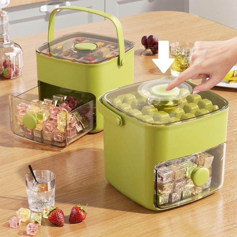 🏆 2026 Upgraded 🧊 One-Press Ice Cube Tray ✨ – Effortless Ice Release & Double-Layer Storage Design-8CR5