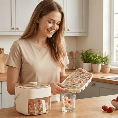 🏆 2026 Upgraded 🧊 One-Press Ice Cube Tray ✨ – Effortless Ice Release & Double-Layer Storage Design-8CR5