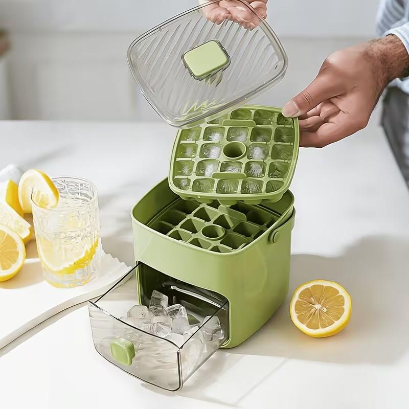 🏆 2026 Upgraded 🧊 One-Press Ice Cube Tray ✨ – Effortless Ice Release & Double-Layer Storage Design-8CR5