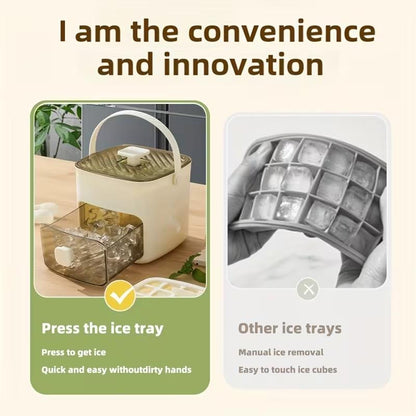 🏆 2026 Upgraded 🧊 One-Press Ice Cube Tray ✨ – Effortless Ice Release & Double-Layer Storage Design-8CR5
