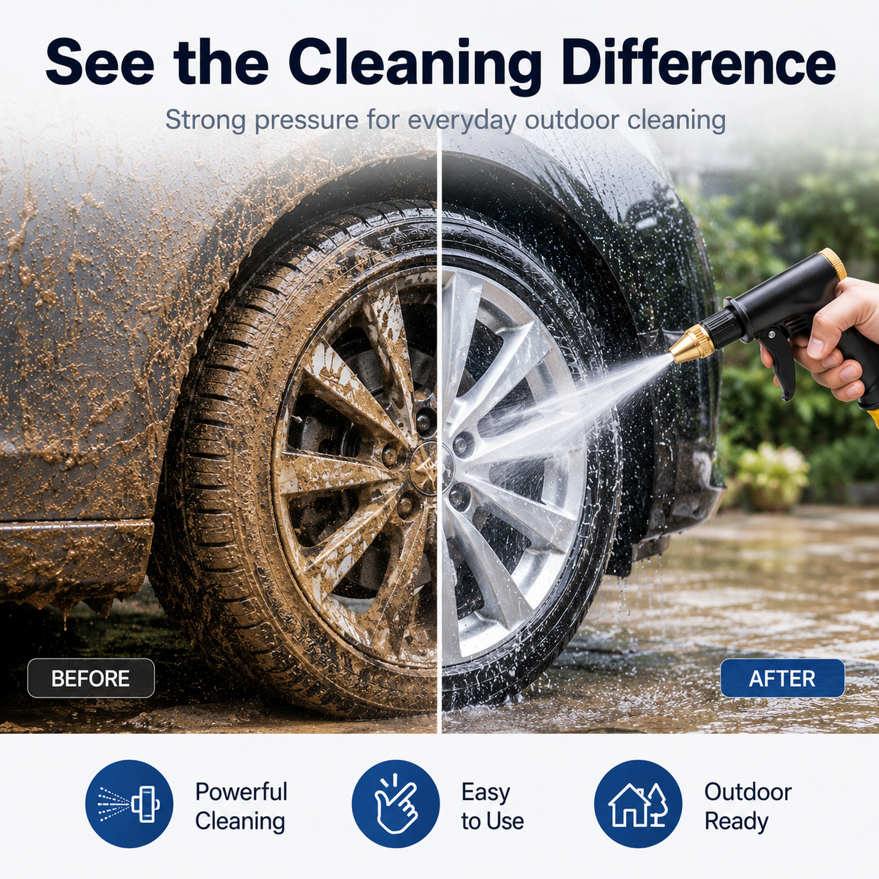 【⭐Newly Upgraded|30k+ sold🥇】Portable High Pressure Water Sprayer, Adjustable Garden Hose Nozzle Sprayer, Car Washing & Maintenance Tool, Pet Cleaning Tool -8SA8