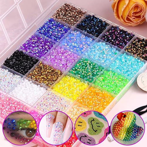 ✨ DIY Nail Flatback Rhinestones Kit| 32,000+ AB Crystal Gems with Adhesive & Pickup Tool for Salon-Quality Nail Art-8YF7