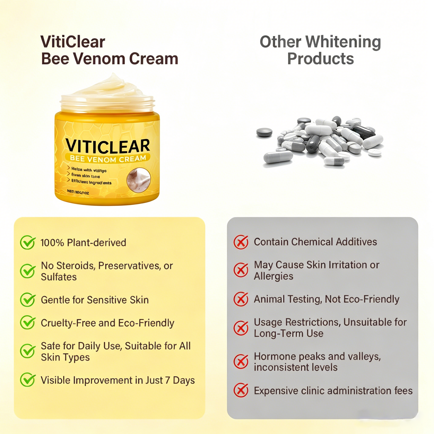🐝🔥 BEST SELLER 50% OFF ✨ VitiClear Bee Venom Cream Ultra–Improve Skin Pigmentation, Natural Formula, Suitable for All Skin-8YF7
