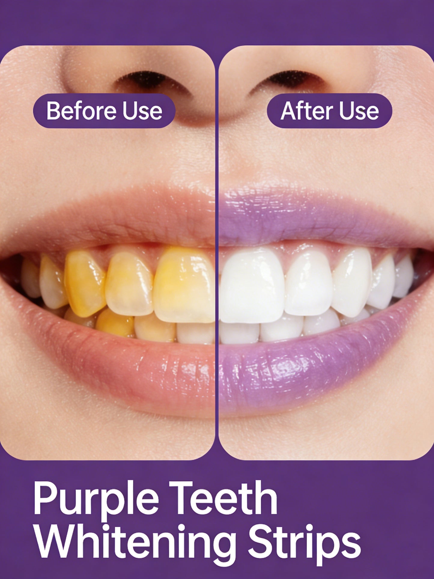 Purple Teeth Whitening Strips，Safe for Enamel - Non Sensitive Teeth Whitening - Peroxide-Free-8SA8