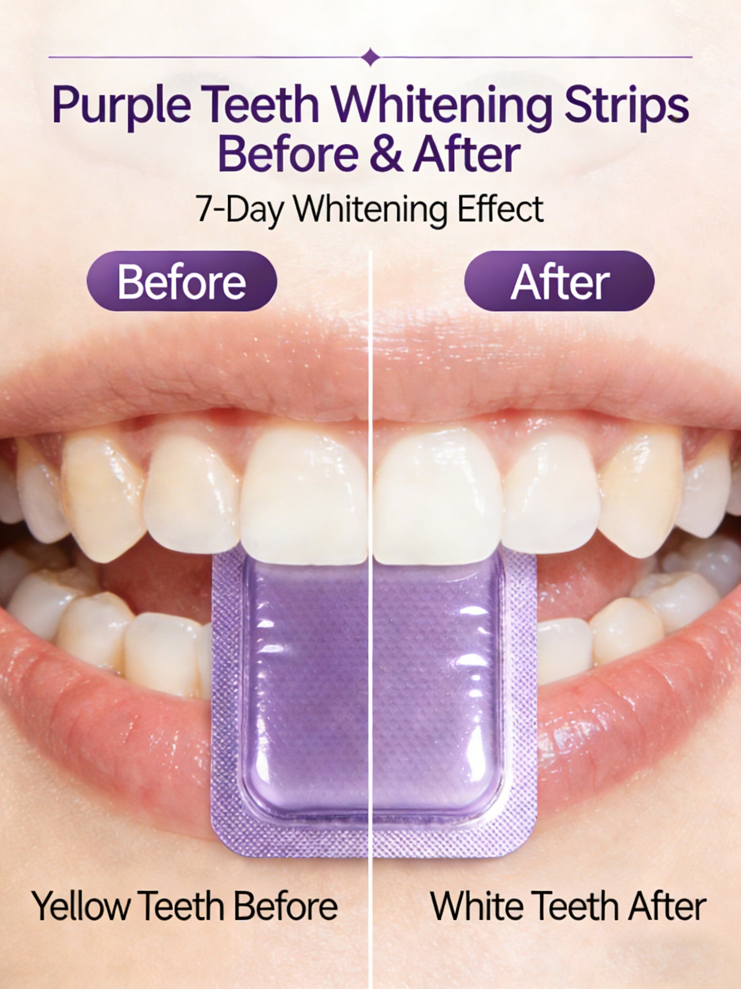 Purple Teeth Whitening Strips，Safe for Enamel - Non Sensitive Teeth Whitening - Peroxide-Free-8SA8
