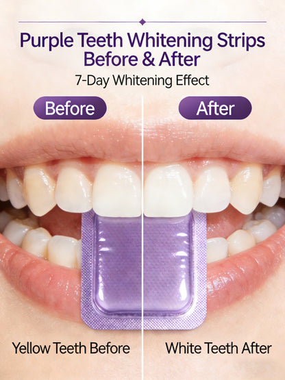 Purple Teeth Whitening Strips，Safe for Enamel - Non Sensitive Teeth Whitening - Peroxide-Free-8SA8