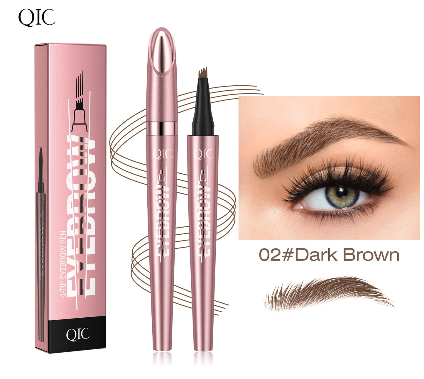 Waterproof Micro-Fork Eyebrow Pencil, Long-Lasting Brow Pen for Natural Hair-Like Strokes-8RH7