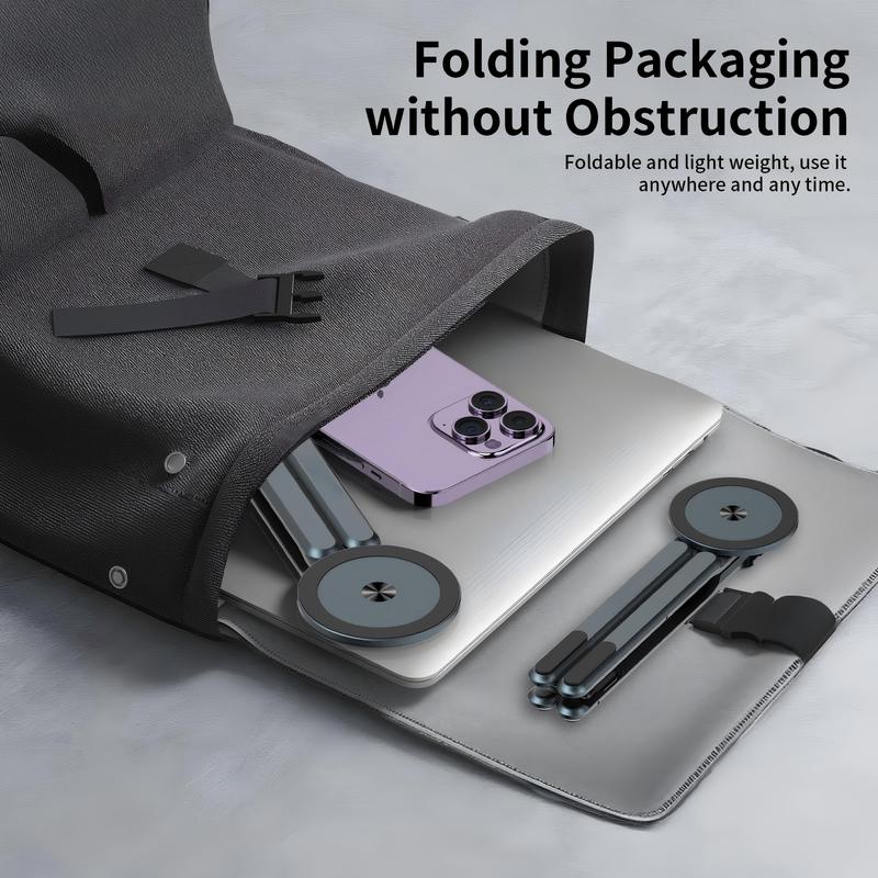💥LIMITED TIME DISCOUNT💥Magnetic Foldable Aluminum Laptop & Tablet Stand 📱| 8-Height Adjustable Ergonomic Dual Device Desk Riser💻-8HJ9