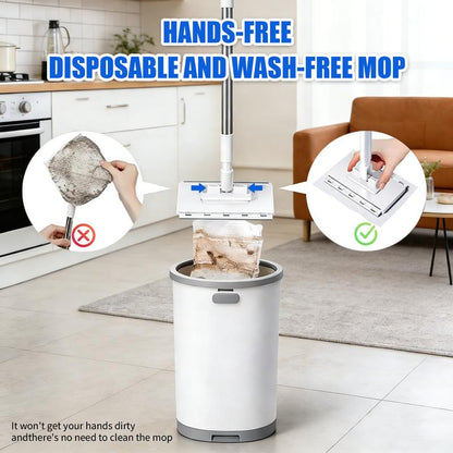 🧹Disposable Dust Mop,💦 Hands-Free Wet Dry Floor Cleaning Mop, Non-Woven Cleaning Pads For Home Hardwood Floors, Tile Floors-8SA8